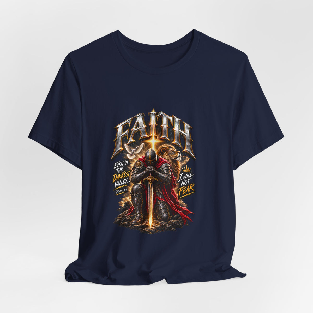 Faith Knight T-Shirt — "Faith" Sword Graphic Christian Tee