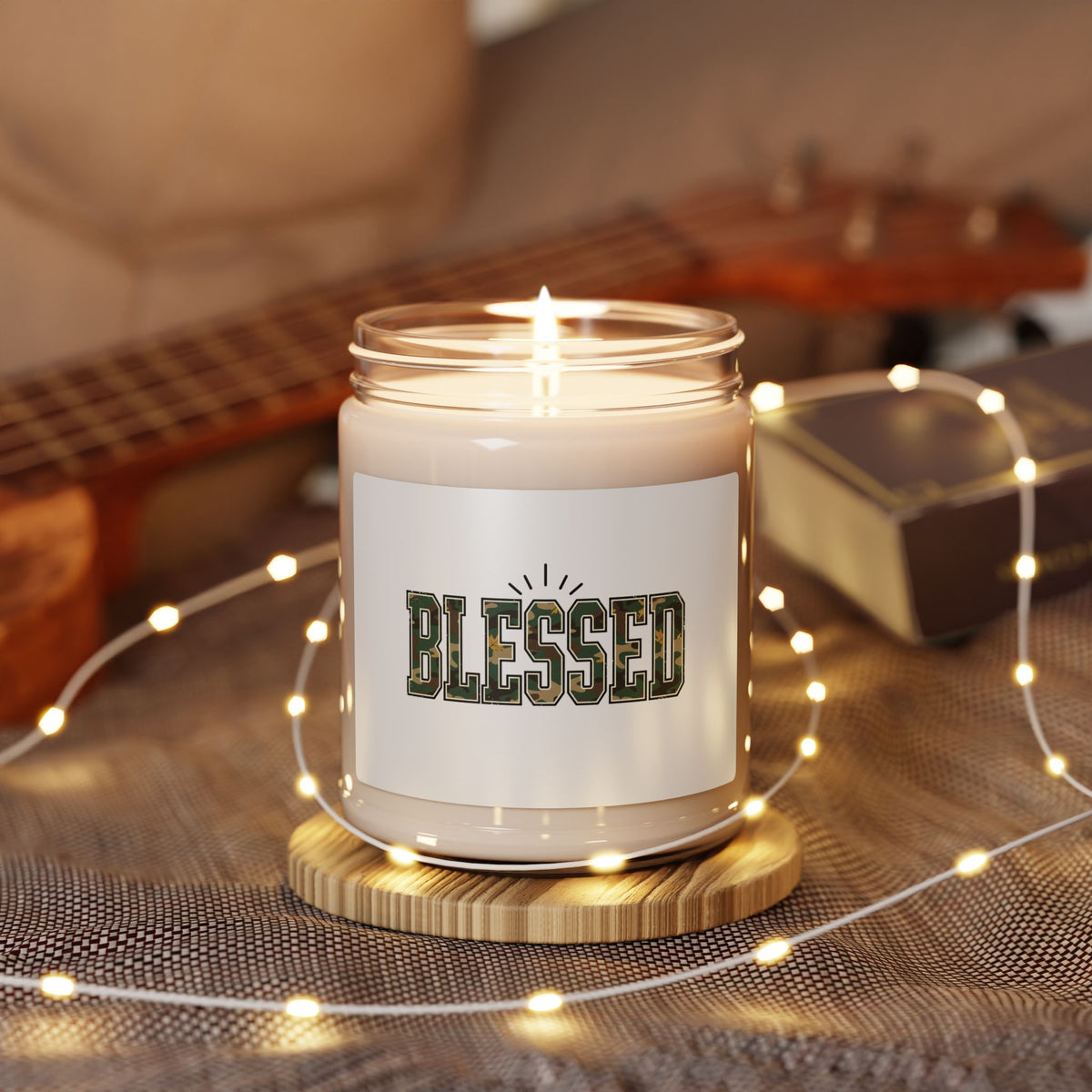 Blessed Camo Lettering Soy Candle | 9 oz Faith-Inspired Gift