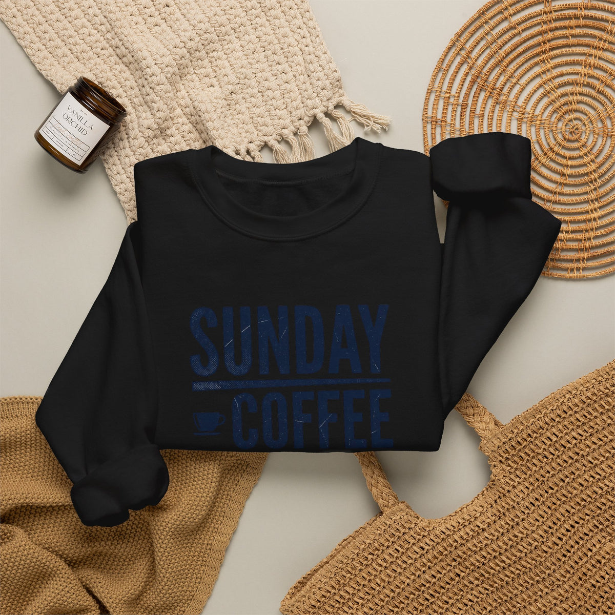 Sunday Coffee Football Repeat Sweatshirt | Navy Text Crewneck