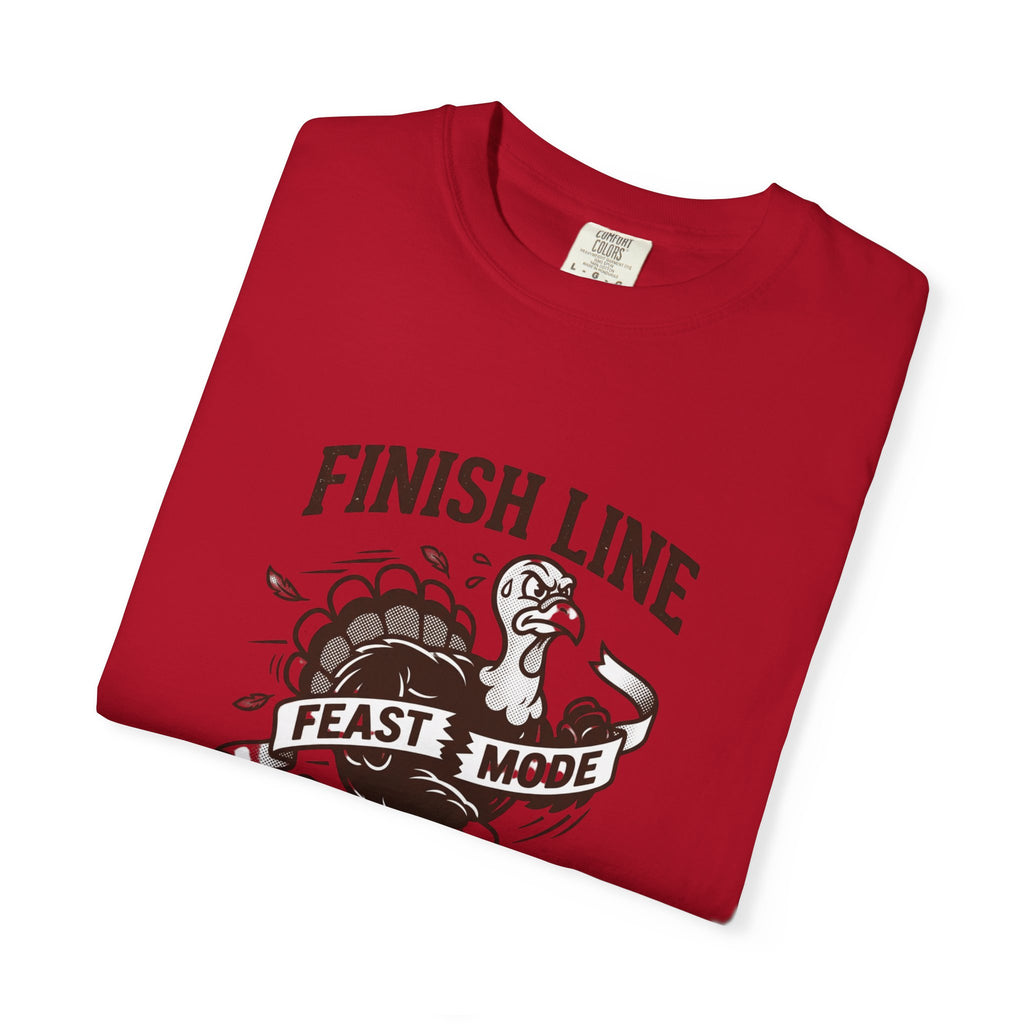 Finish Line Feast Mode Turkey Graphic T-Shirt | Funny Thanksgiving Tee