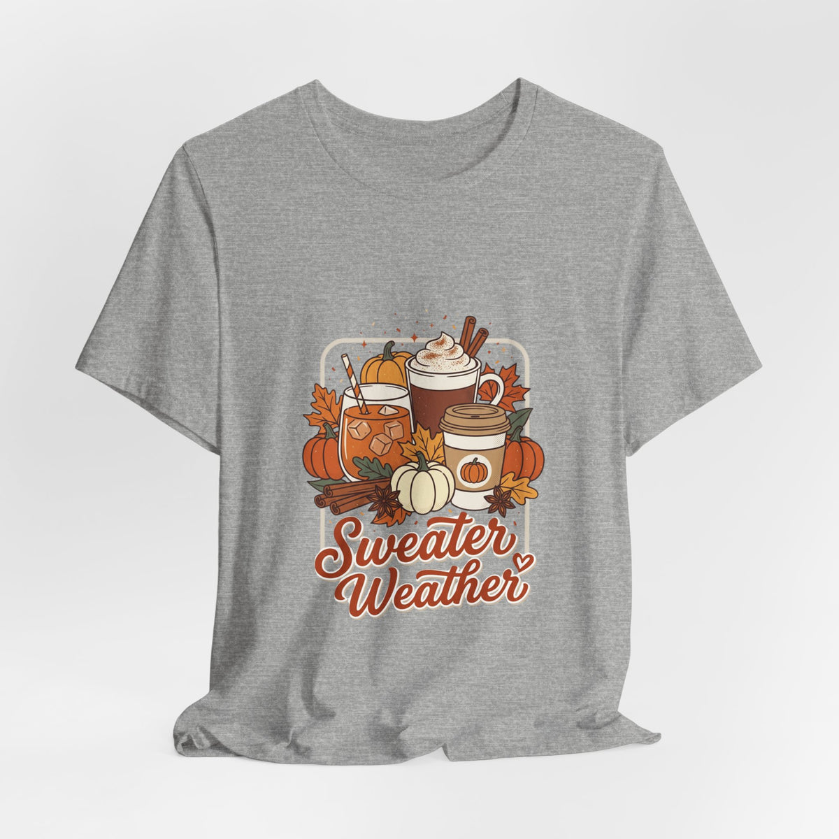 Sweater Weather T-Shirt | Cozy Fall Drinks Graphic Tee