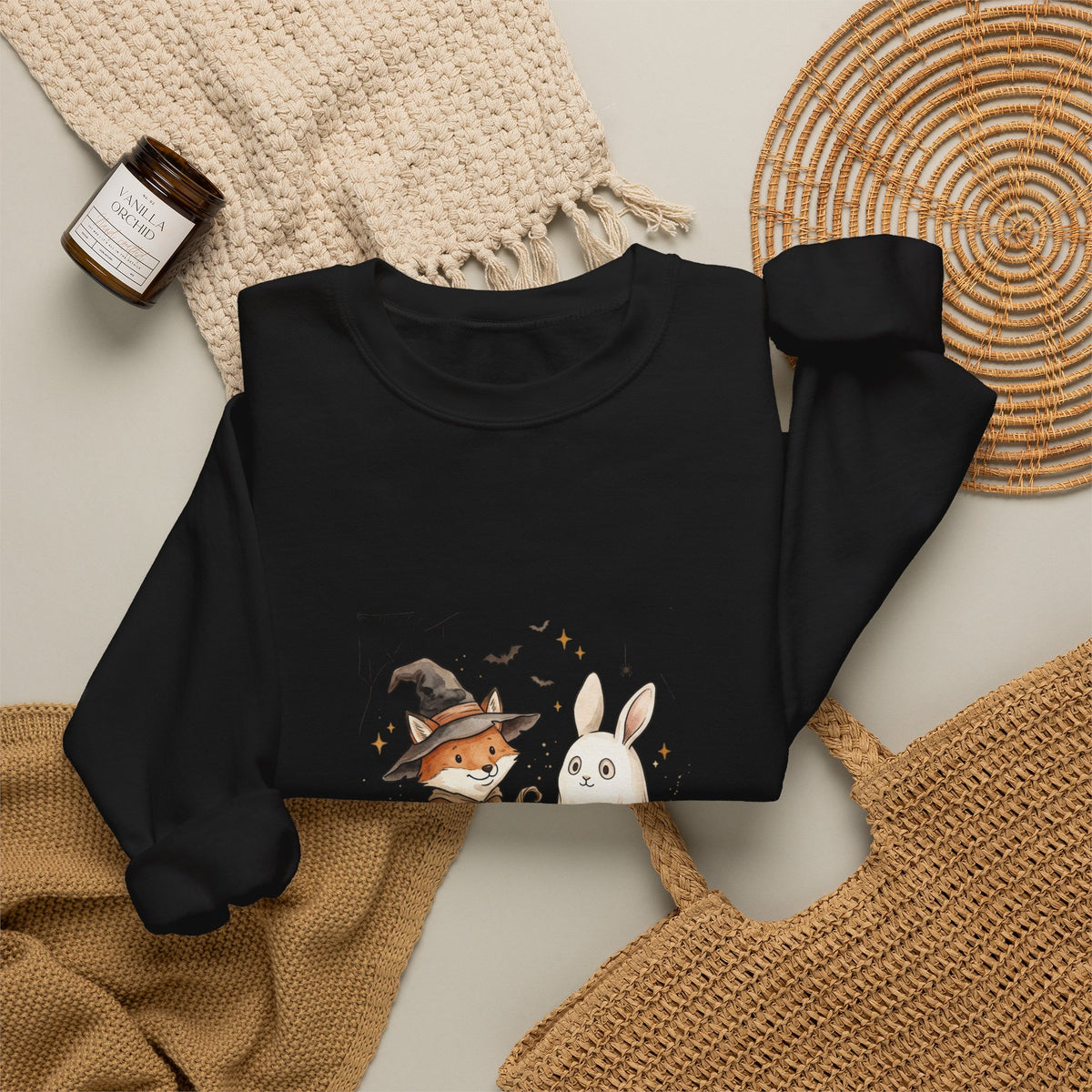 Woodland Fox & Ghost Bunny Sweatshirt | Halloween Crewneck