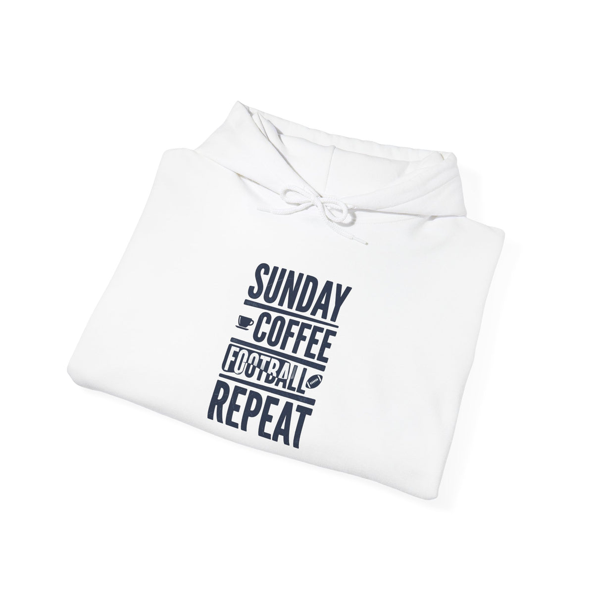 Sunday Coffee Football Repeat Hoodie | Navy Text Pullover