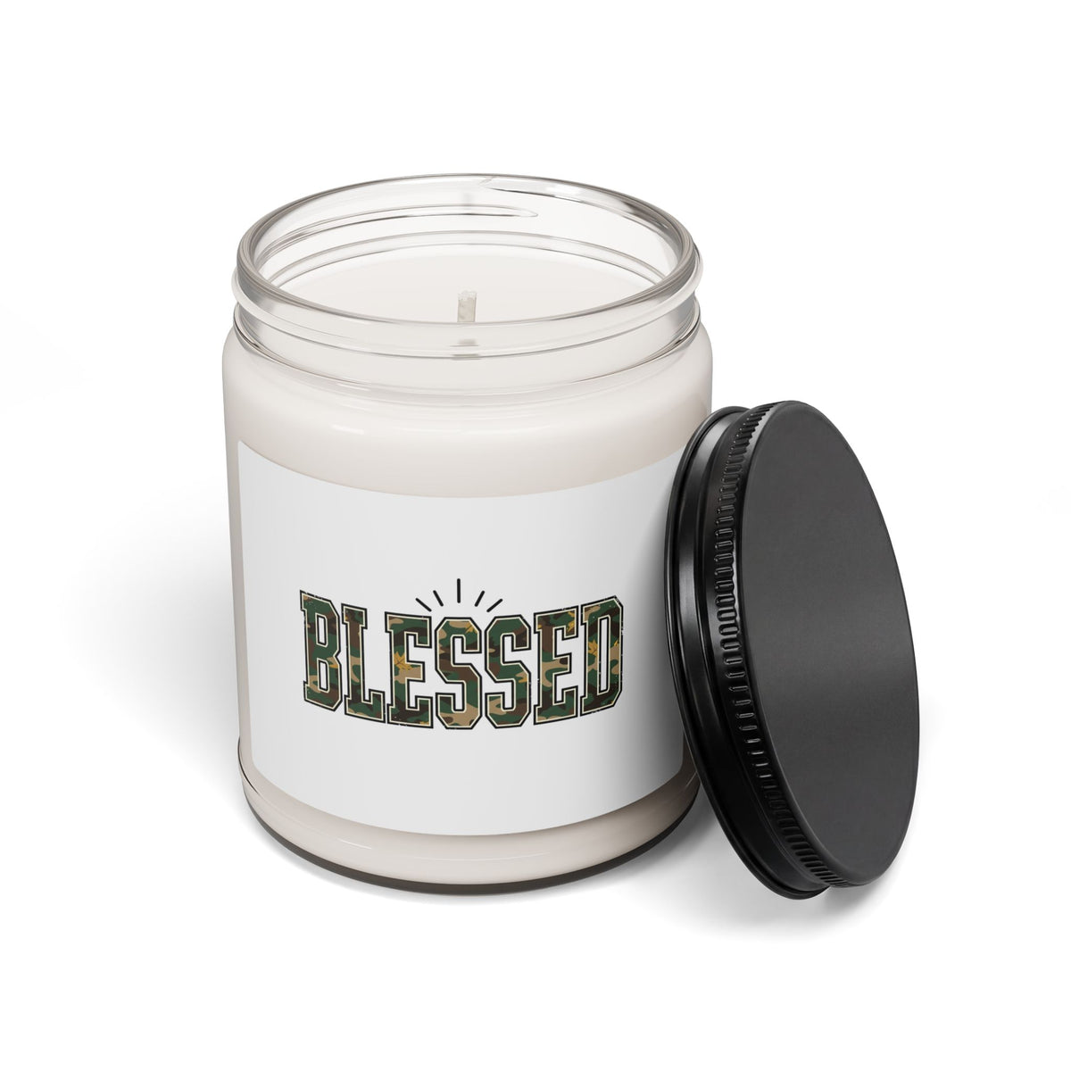 Blessed Camo Lettering Soy Candle | 9 oz Faith-Inspired Gift