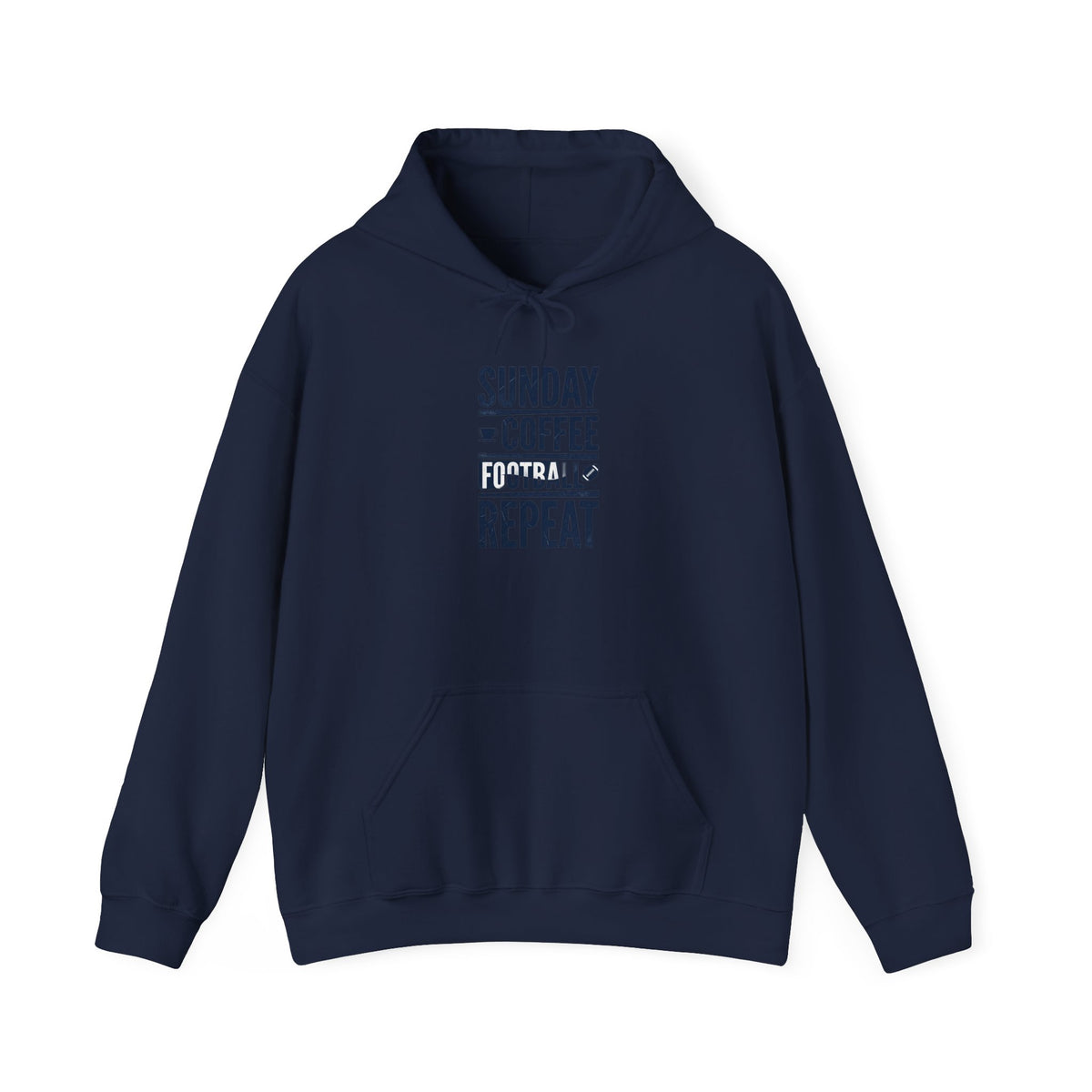Sunday Coffee Football Repeat Hoodie | Navy Text Pullover
