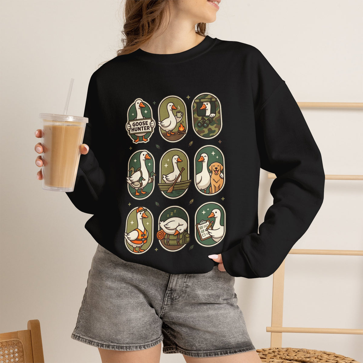 Vintage Goose Patch Illustrations Crewneck Sweatshirt | Duck Pond Graphic