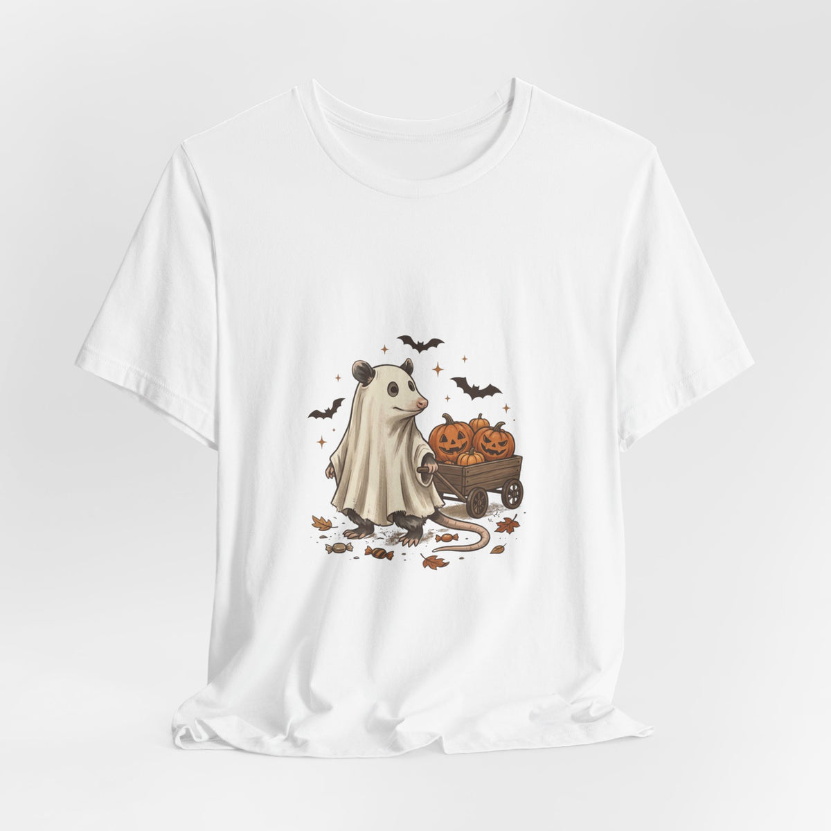 Ghost Animal Pumpkin Wagon T-Shirt | Cute Halloween Tee