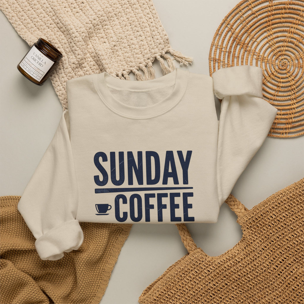 Sunday Coffee Football Repeat Sweatshirt | Navy Text Crewneck