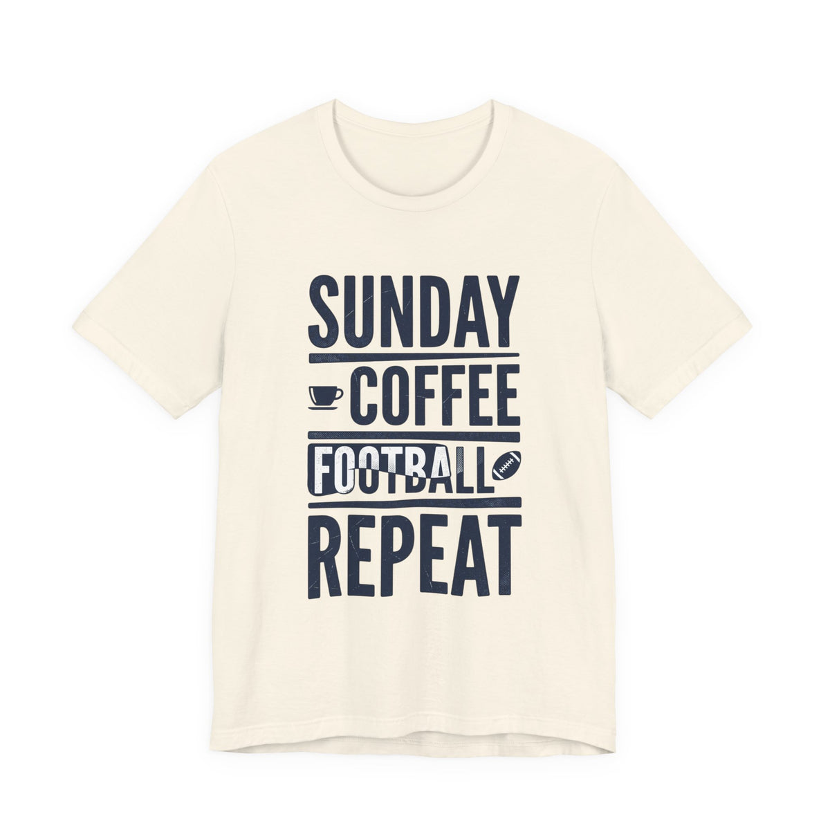 Sunday Coffee Football Repeat T-Shirt | Navy Text Graphic Tee
