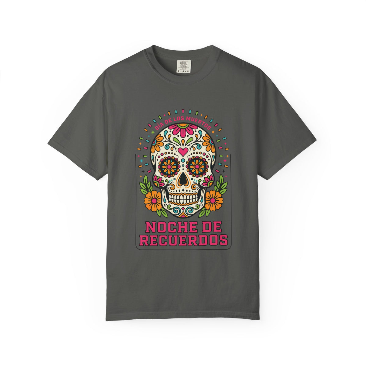 Día de los Muertos Sugar Skull T-Shirt | Comfort Colors 1717 Unisex Floral Graphic Tee.