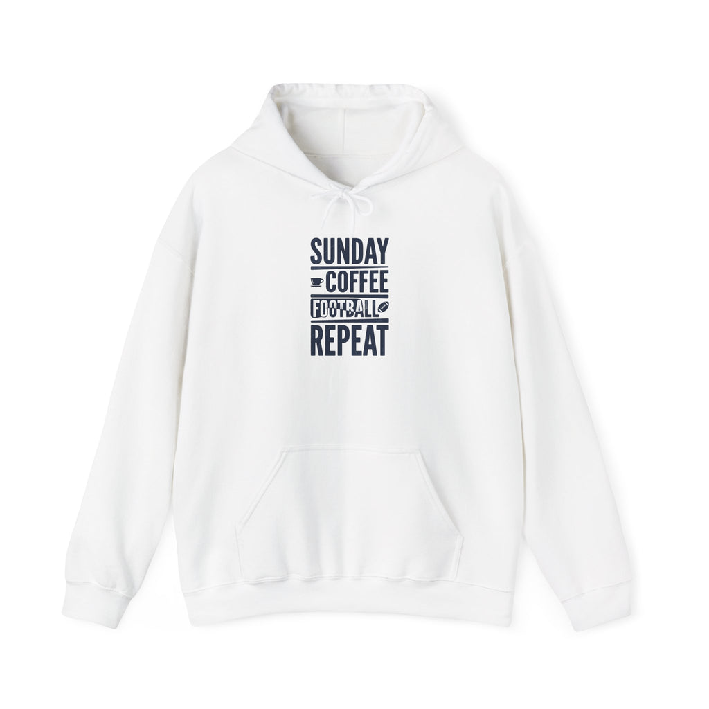 Sunday Coffee Football Repeat Hoodie | Navy Text Pullover