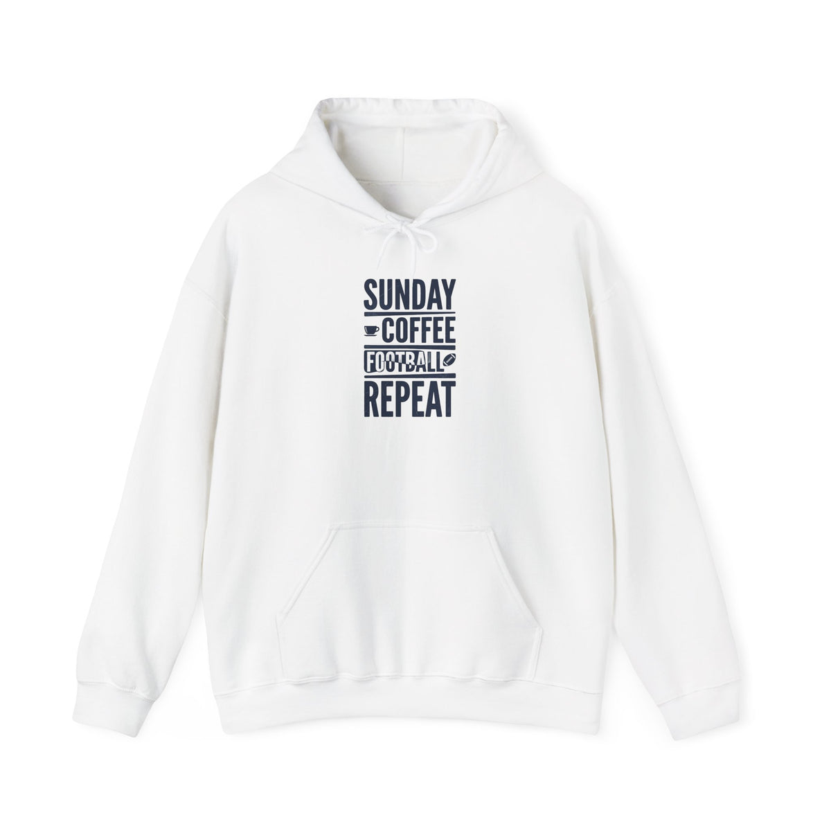 Sunday Coffee Football Repeat Hoodie | Navy Text Pullover