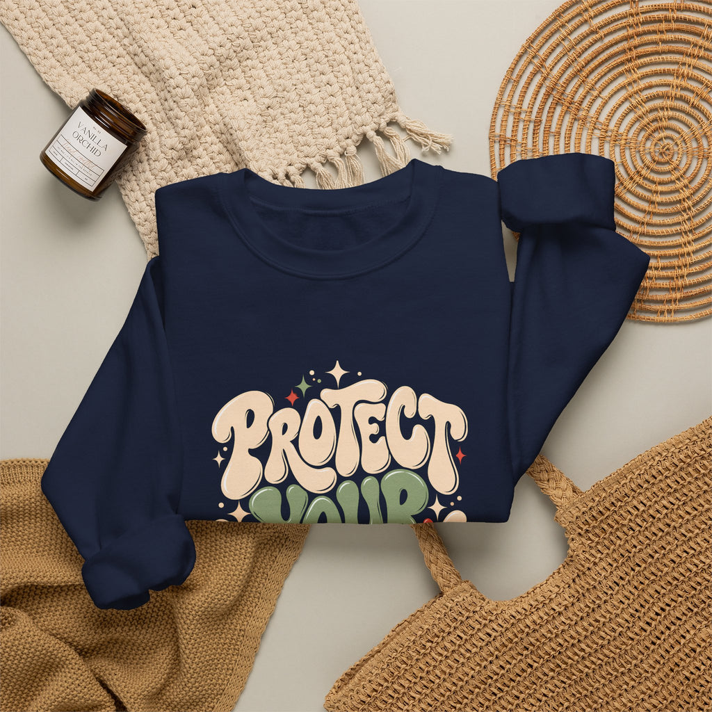 Protect Your Peace Sweatshirt | Retro Positive Quote Unisex Crewneck