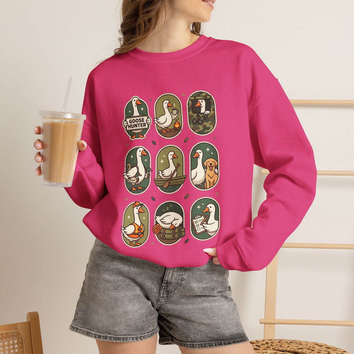 Vintage Goose Patch Illustrations Crewneck Sweatshirt | Duck Pond Graphic