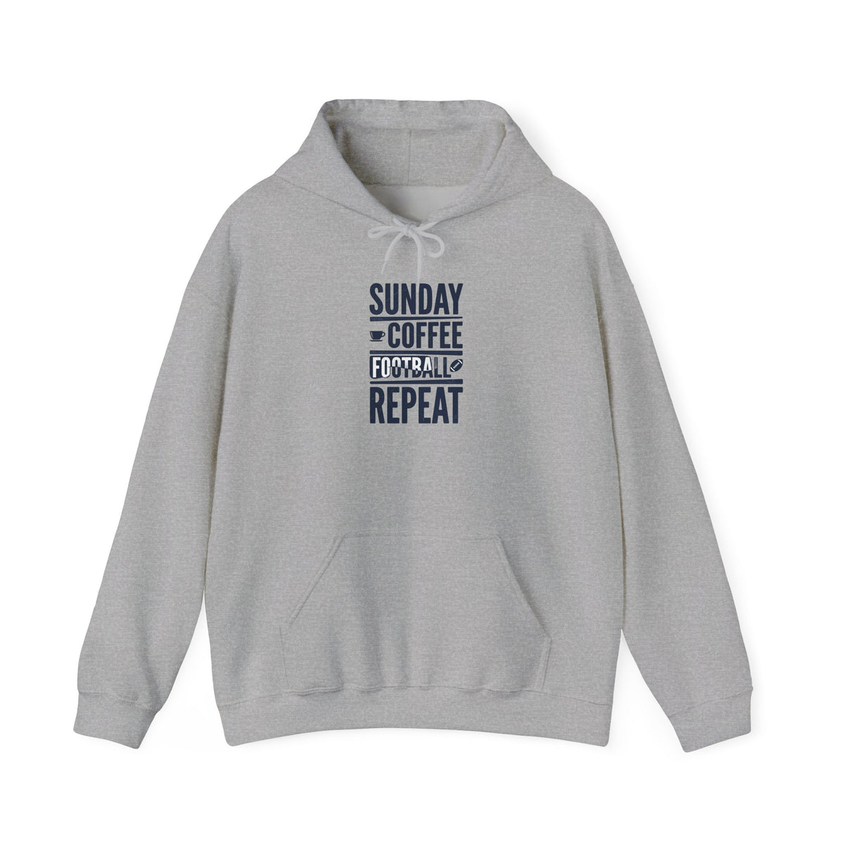 Sunday Coffee Football Repeat Hoodie | Navy Text Pullover