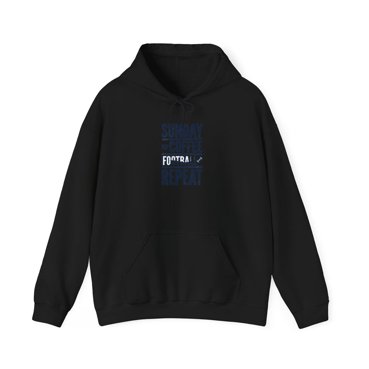 Sunday Coffee Football Repeat Hoodie | Navy Text Pullover
