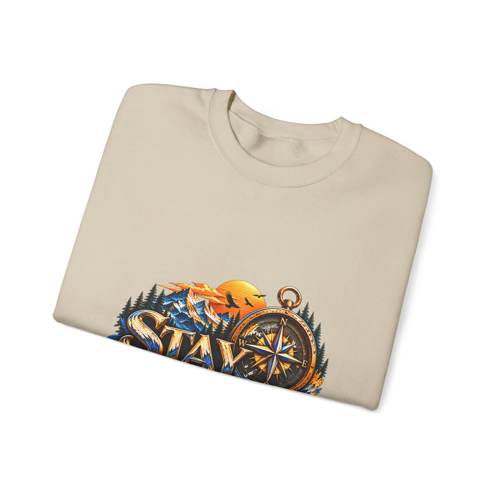 Stay Focused Sweatshirt | Compass & Mountain Graphic Unisex Crewneck