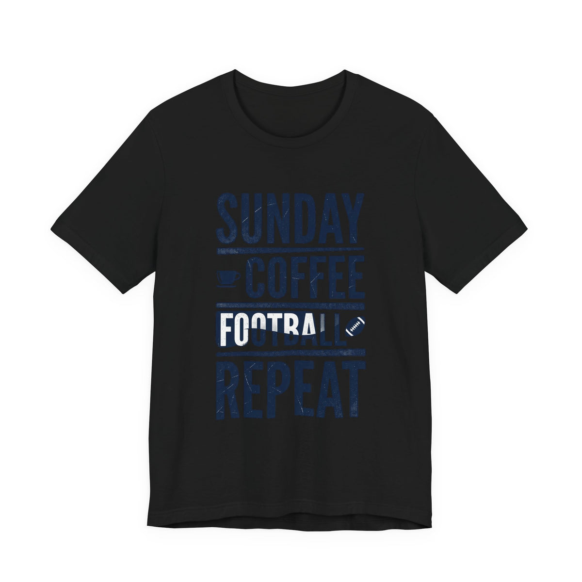 Sunday Coffee Football Repeat T-Shirt | Navy Text Graphic Tee