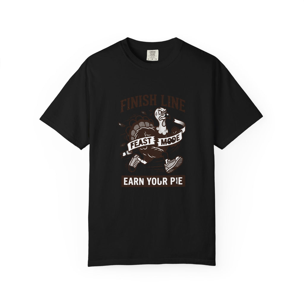 Finish Line Feast Mode Turkey Graphic T-Shirt | Funny Thanksgiving Tee