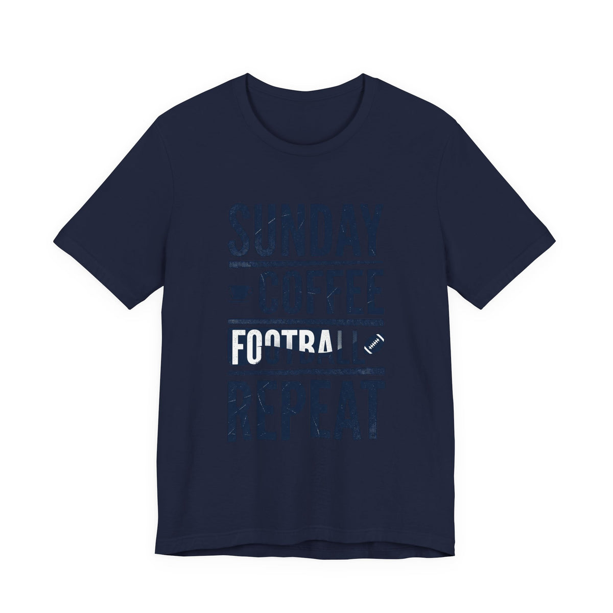 Sunday Coffee Football Repeat T-Shirt | Navy Text Graphic Tee