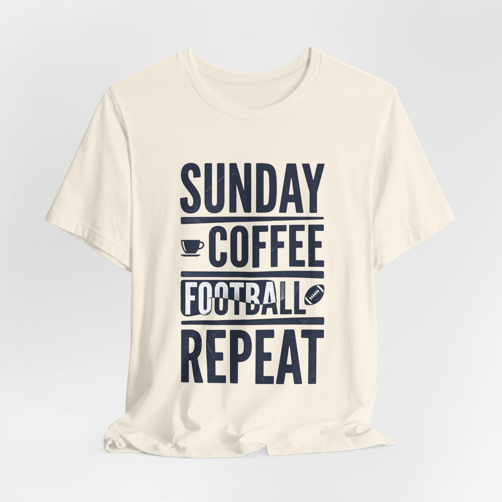 Sunday Coffee Football Repeat T-Shirt | Navy Text Graphic Tee