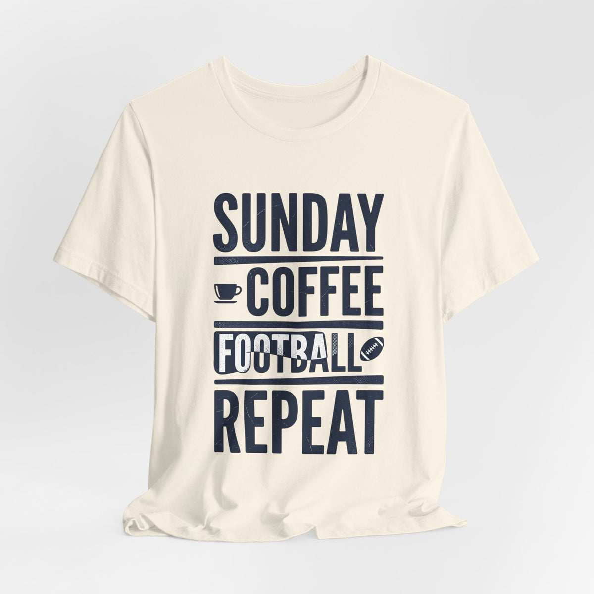Sunday Coffee Football Repeat T-Shirt | Navy Text Graphic Tee