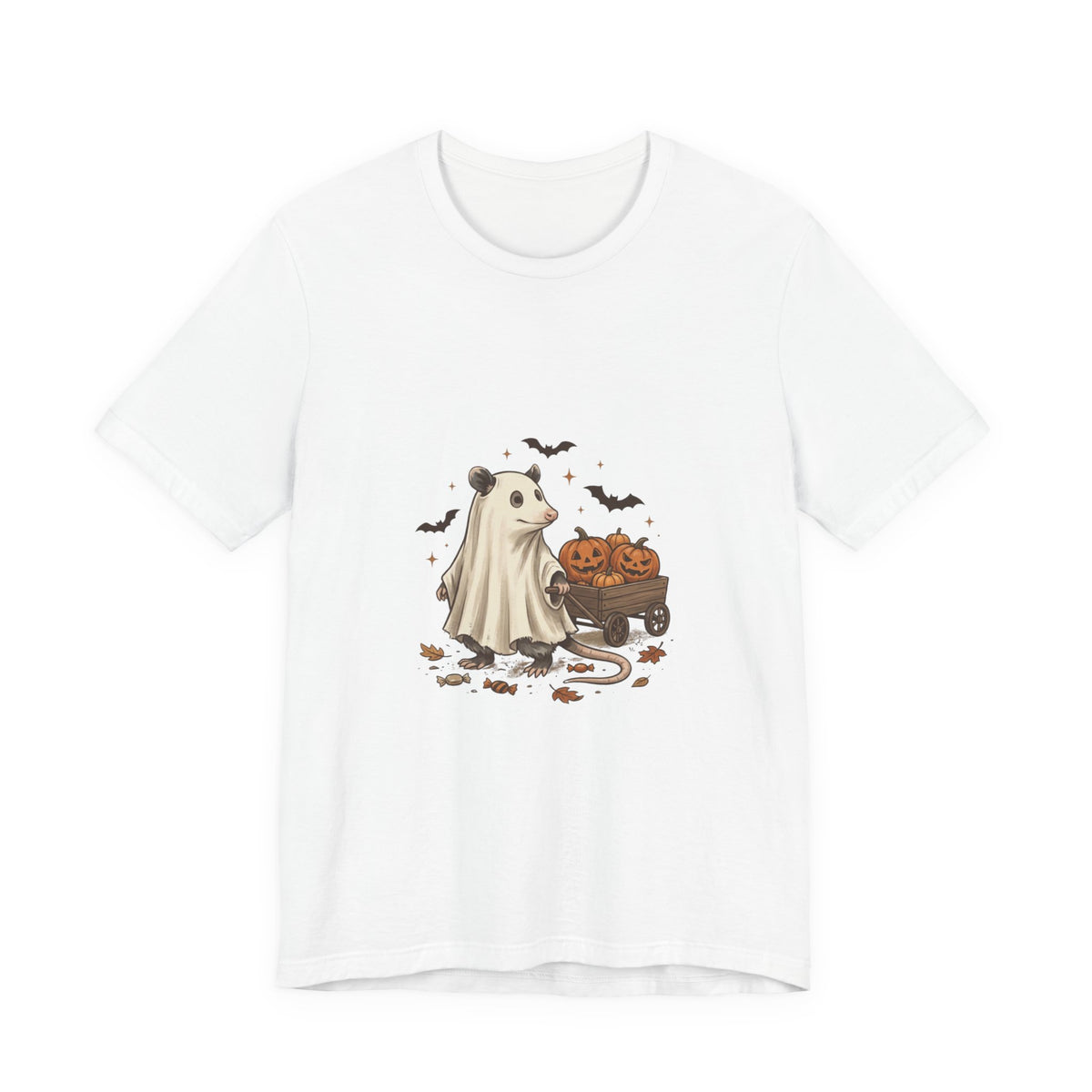 Ghost Animal Pumpkin Wagon T-Shirt | Cute Halloween Tee