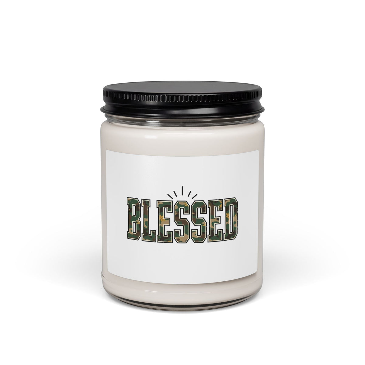 Blessed Camo Lettering Soy Candle | 9 oz Faith-Inspired Gift