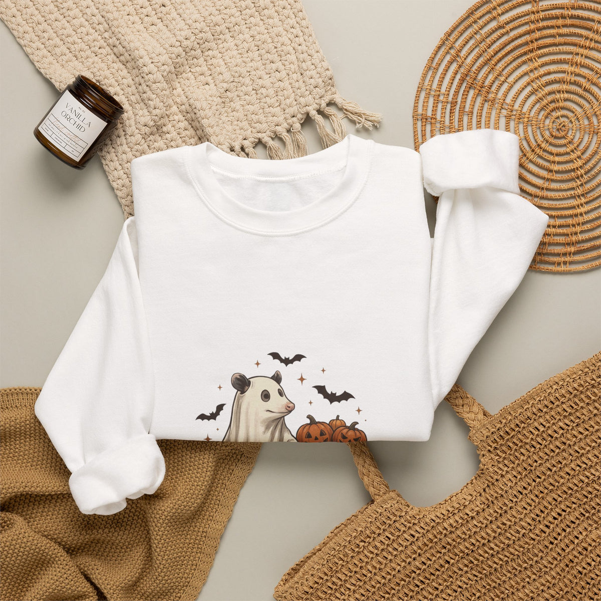 Halloween Ghost Animal Graphic Sweatshirt | Pumpkin Wagon Crewneck
