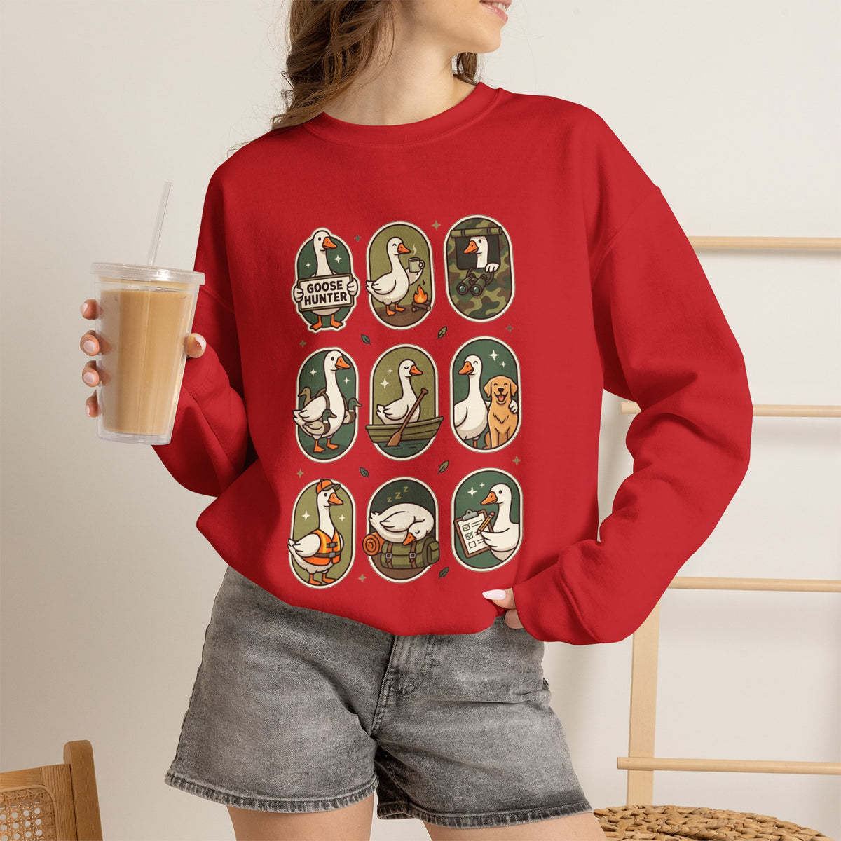 Vintage Goose Patch Illustrations Crewneck Sweatshirt | Duck Pond Graphic