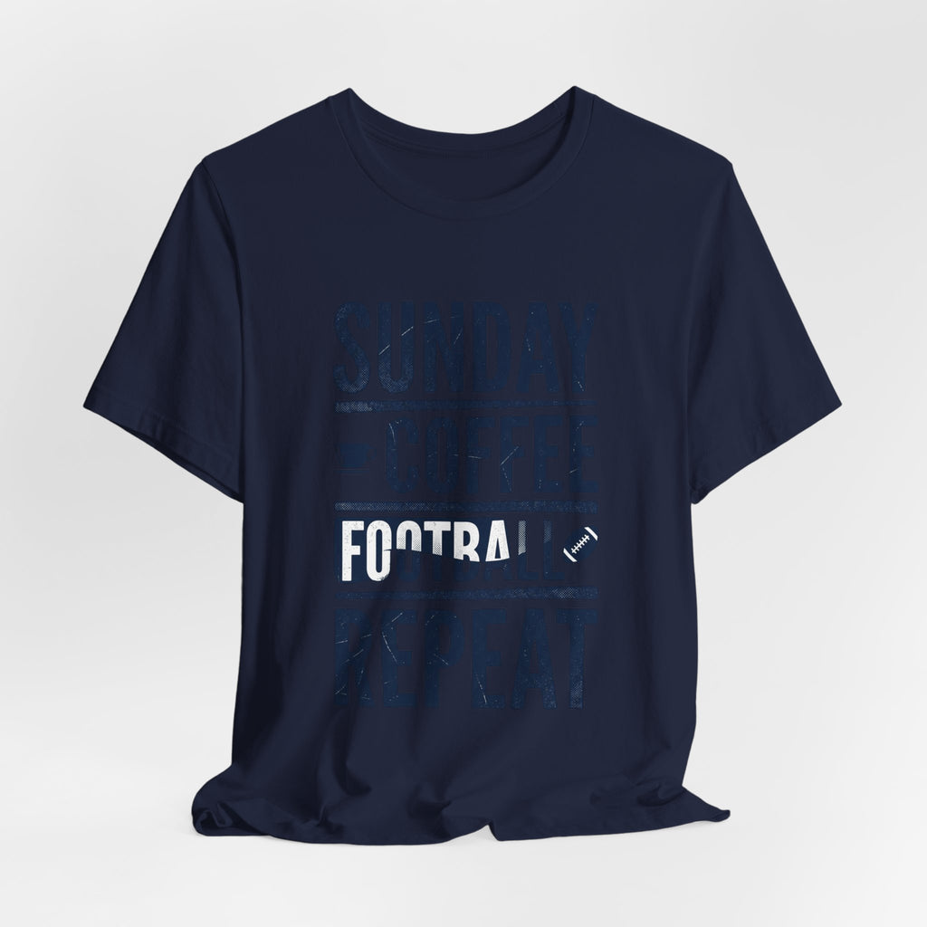 Sunday Coffee Football Repeat T-Shirt | Navy Text Graphic Tee