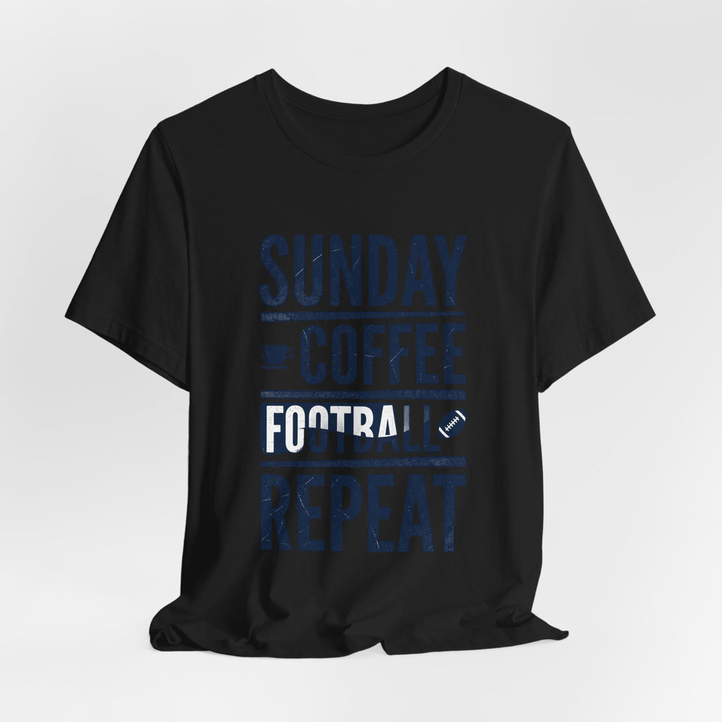 Sunday Coffee Football Repeat T-Shirt | Navy Text Graphic Tee