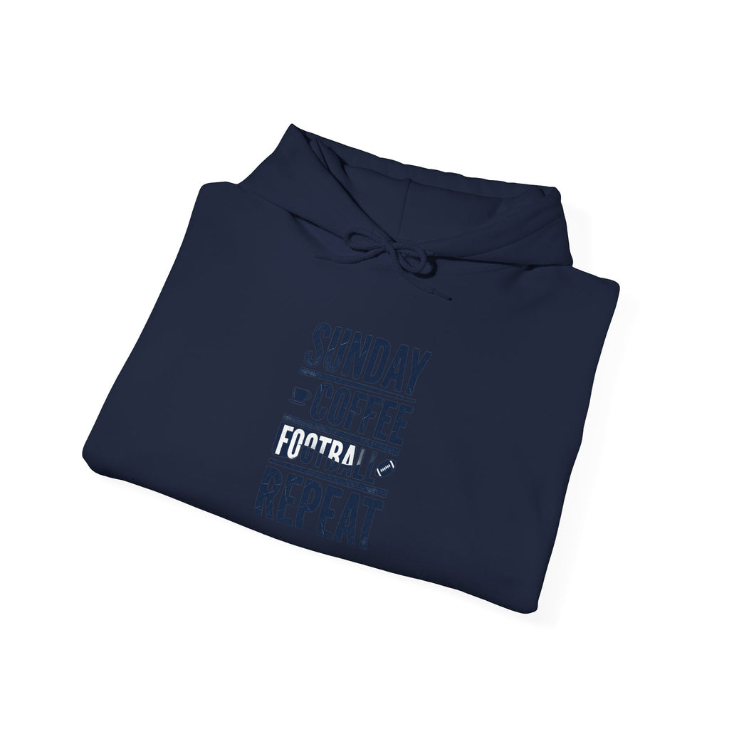 Sunday Coffee Football Repeat Hoodie | Navy Text Pullover