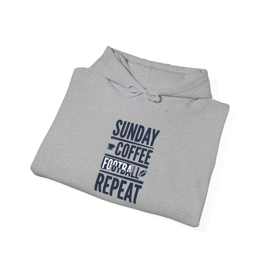 Sunday Coffee Football Repeat Hoodie | Navy Text Pullover