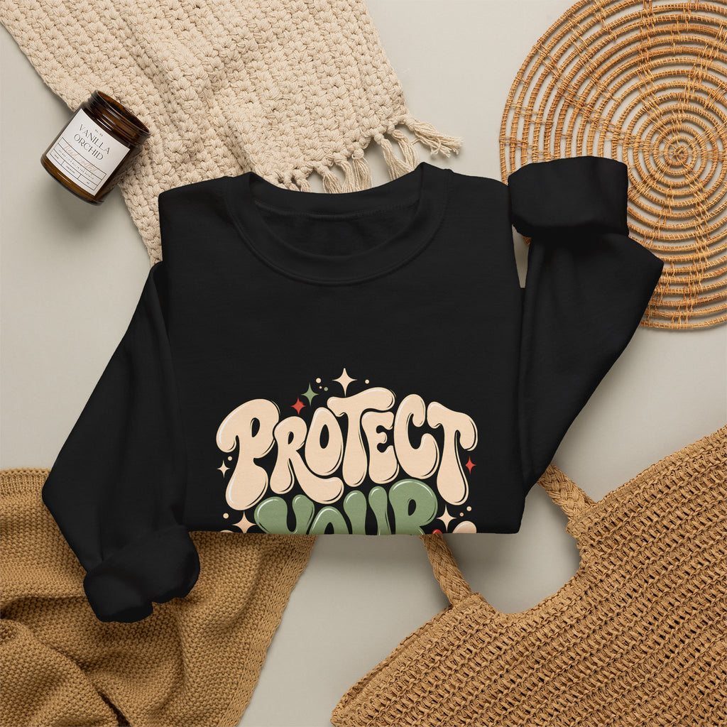 Protect Your Peace Sweatshirt | Retro Positive Quote Unisex Crewneck