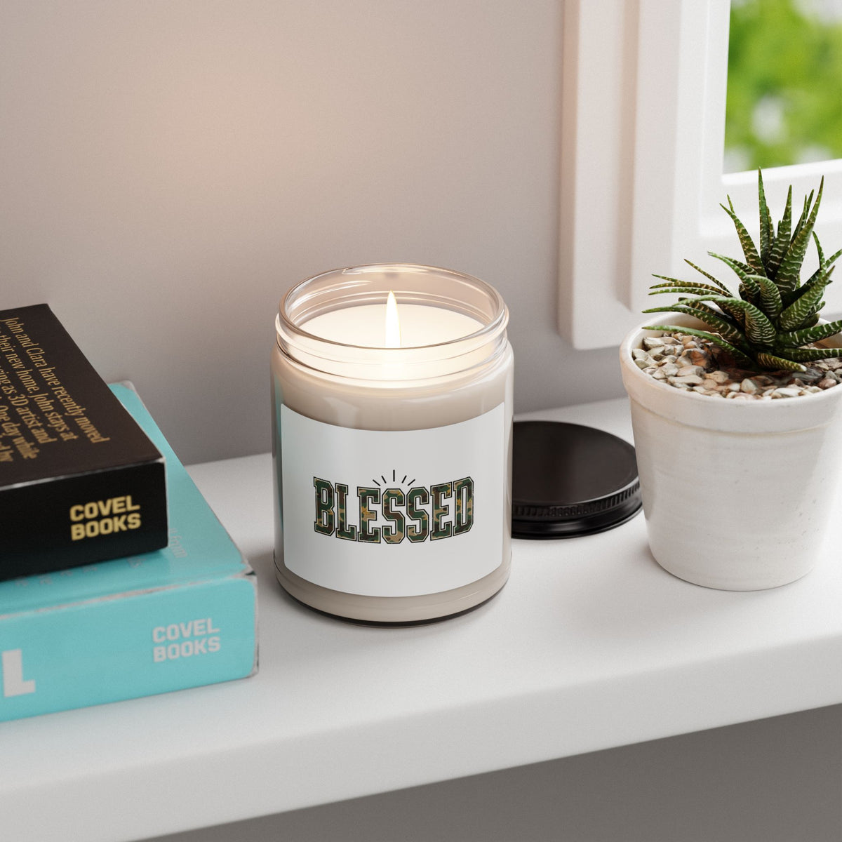 Blessed Camo Lettering Soy Candle | 9 oz Faith-Inspired Gift