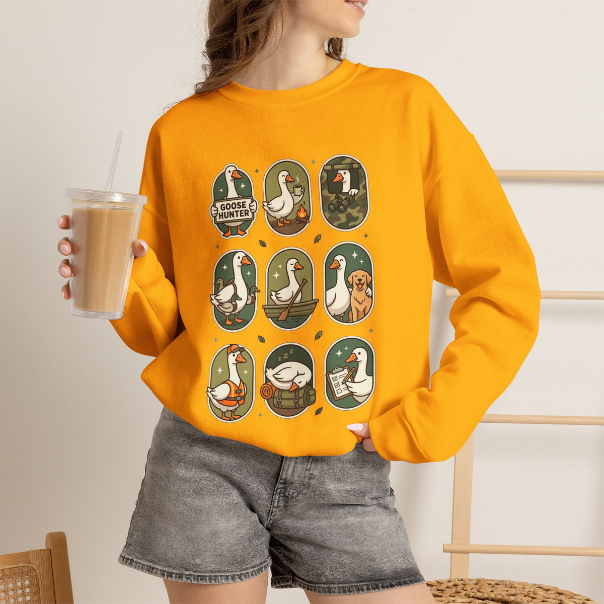 Vintage Goose Patch Illustrations Crewneck Sweatshirt | Duck Pond Graphic