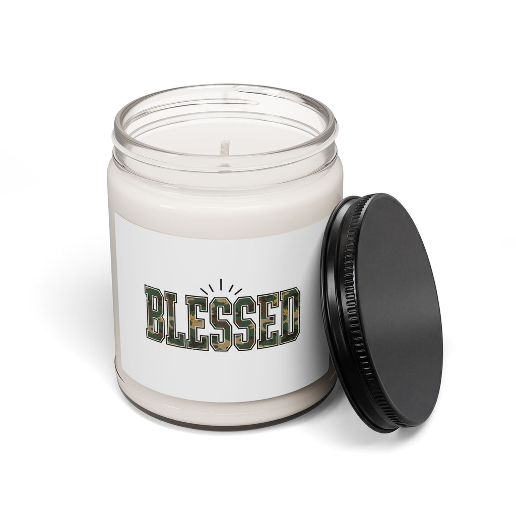 Blessed Camo Lettering Soy Candle | 9 oz Faith-Inspired Gift