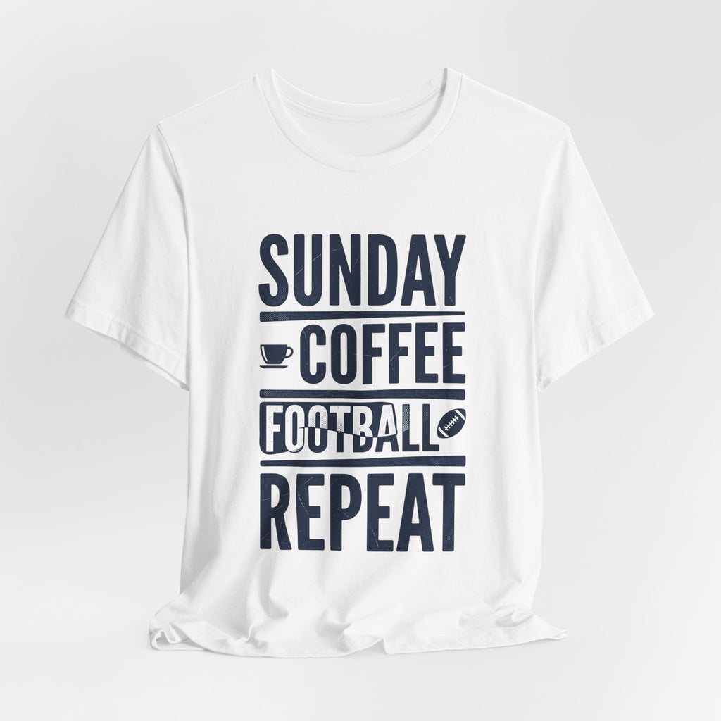 Sunday Coffee Football Repeat T-Shirt | Navy Text Graphic Tee