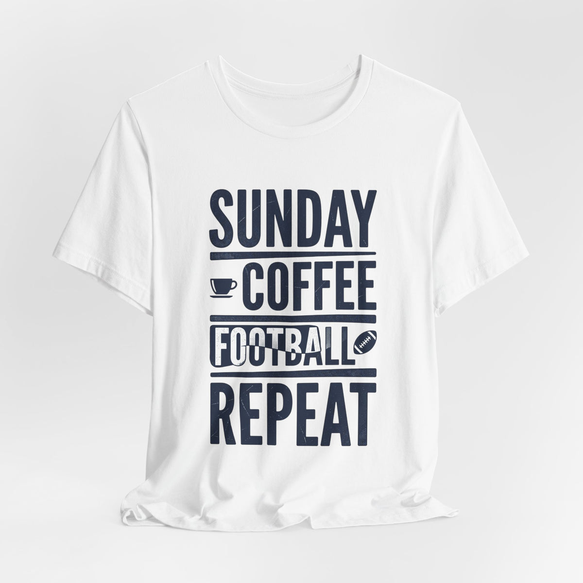 Sunday Coffee Football Repeat T-Shirt | Navy Text Graphic Tee