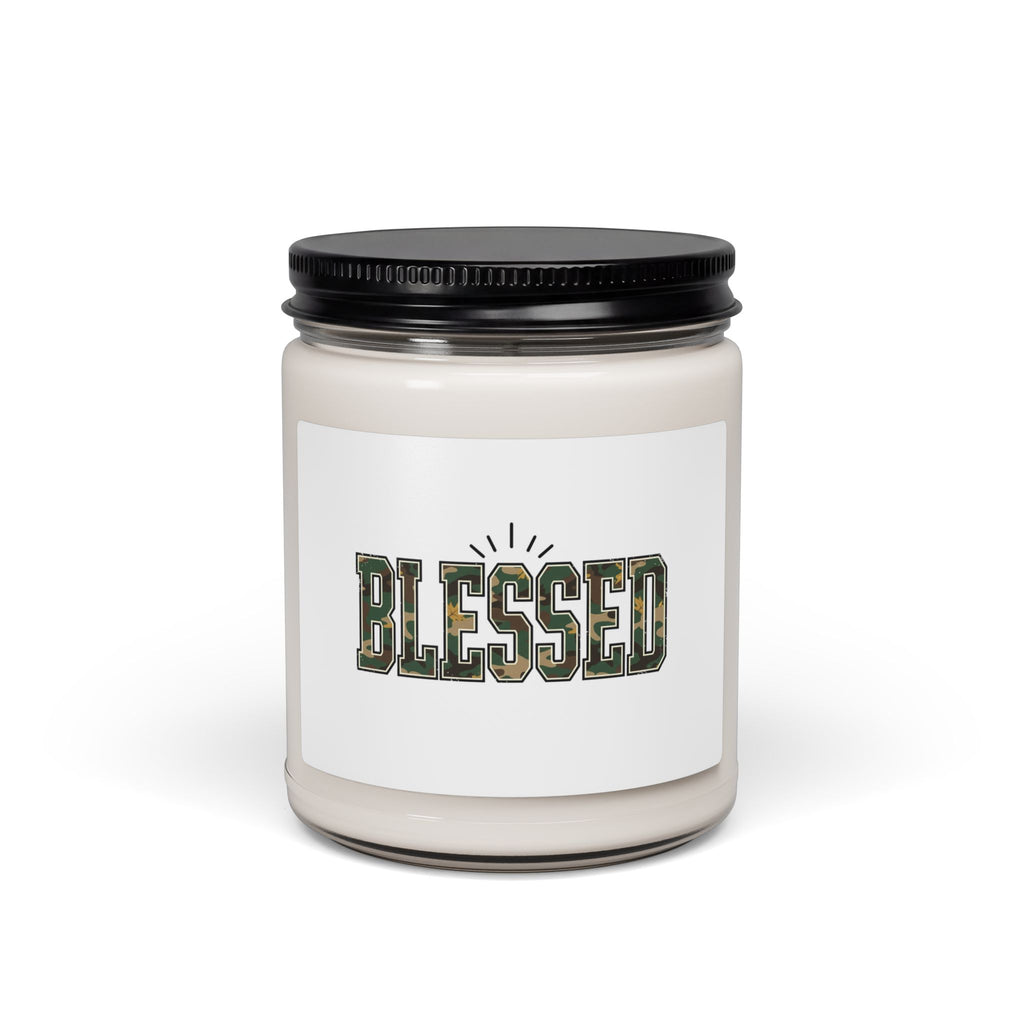 Blessed Camo Lettering Soy Candle | 9 oz Faith-Inspired Gift