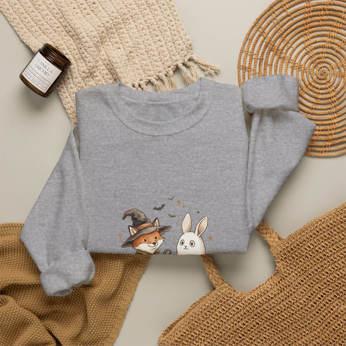 Woodland Fox & Ghost Bunny Sweatshirt | Halloween Crewneck