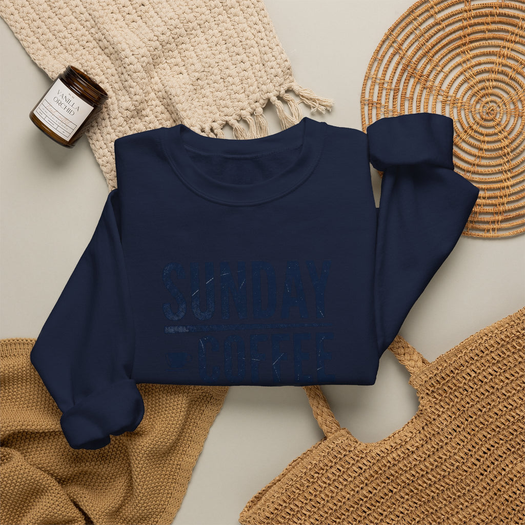 Sunday Coffee Football Repeat Sweatshirt | Navy Text Crewneck
