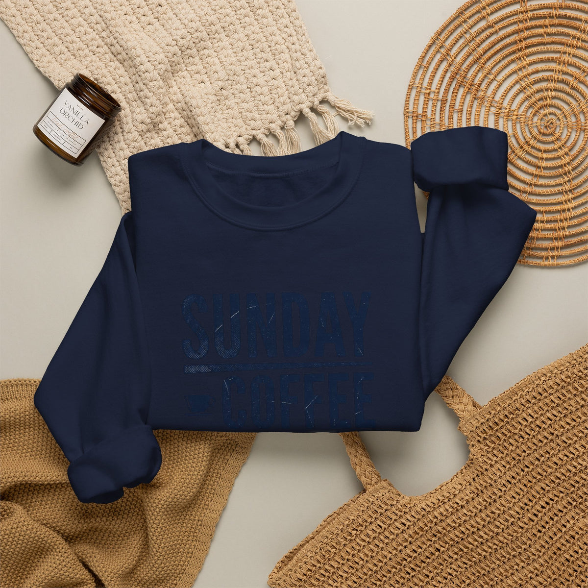 Sunday Coffee Football Repeat Sweatshirt | Navy Text Crewneck