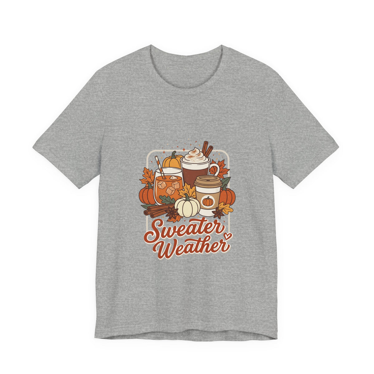 Sweater Weather T-Shirt | Cozy Fall Drinks Graphic Tee
