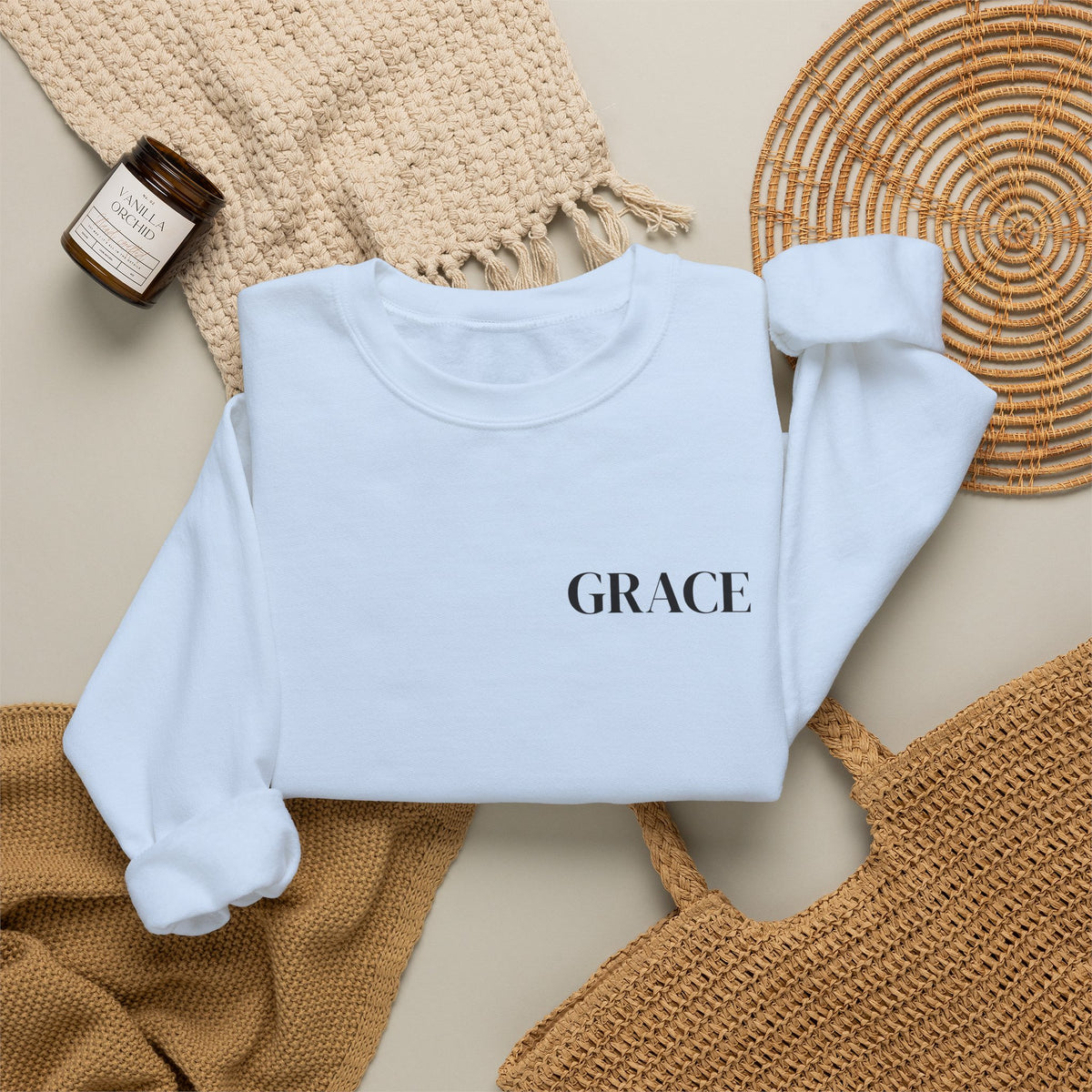 GRACE Sweatshirt | Minimal Faith-Inspired Unisex Crewneck