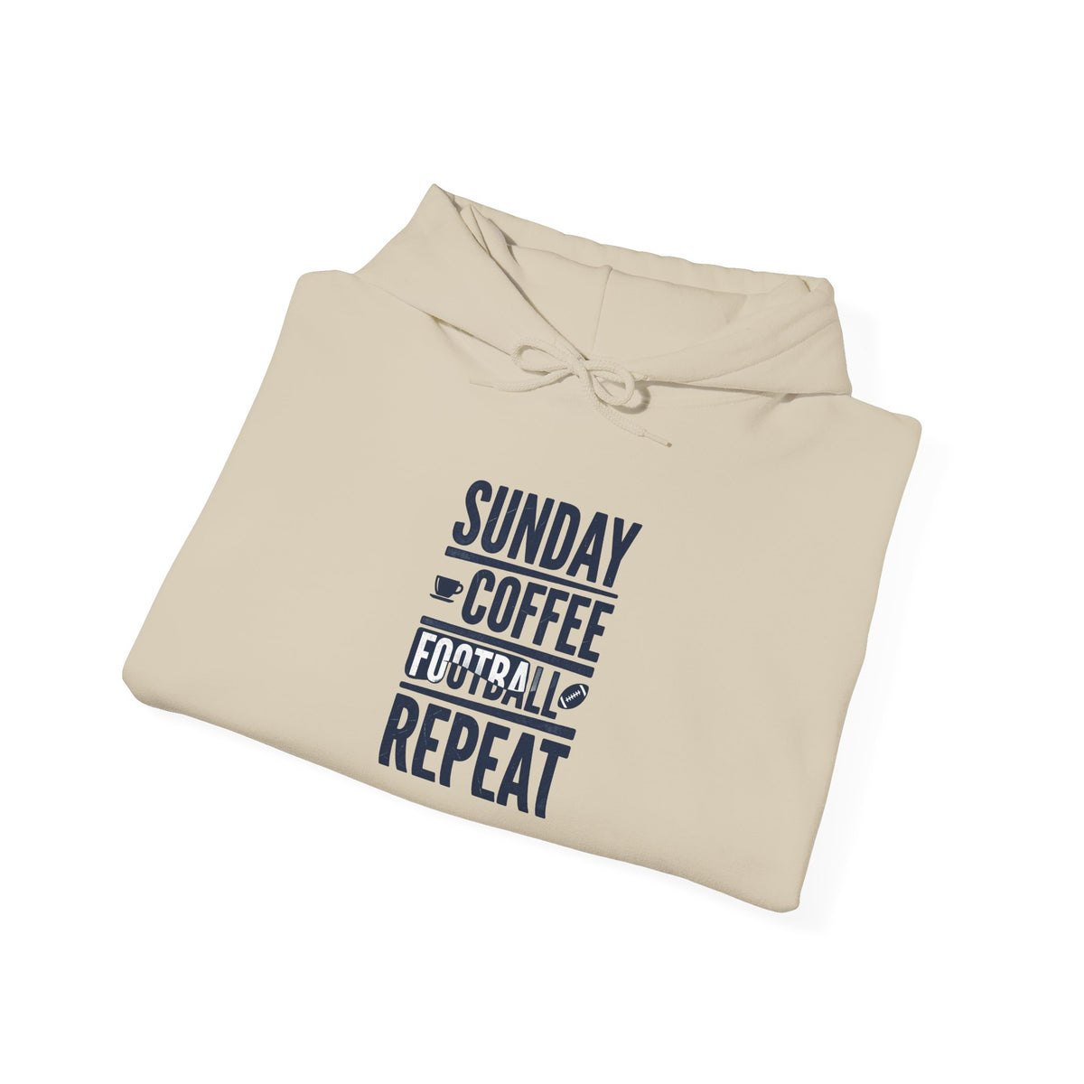 Sunday Coffee Football Repeat Hoodie | Navy Text Pullover