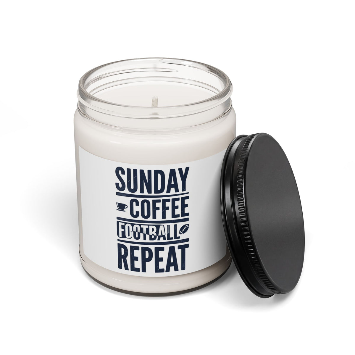 Sunday Coffee Football Repeat Soy Candle | Navy Text 9 oz