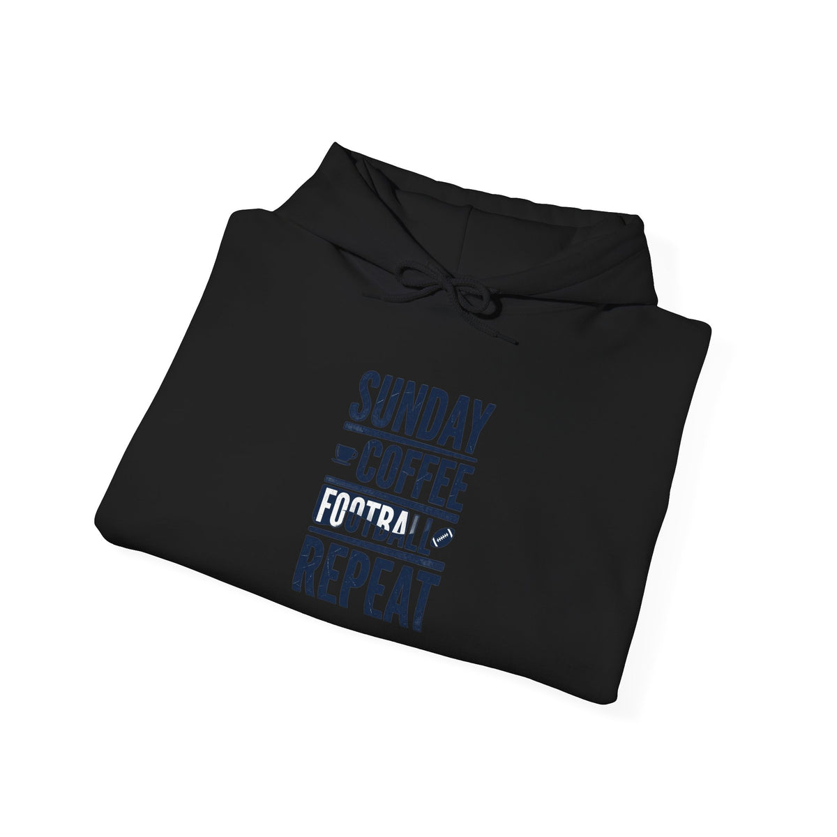 Sunday Coffee Football Repeat Hoodie | Navy Text Pullover