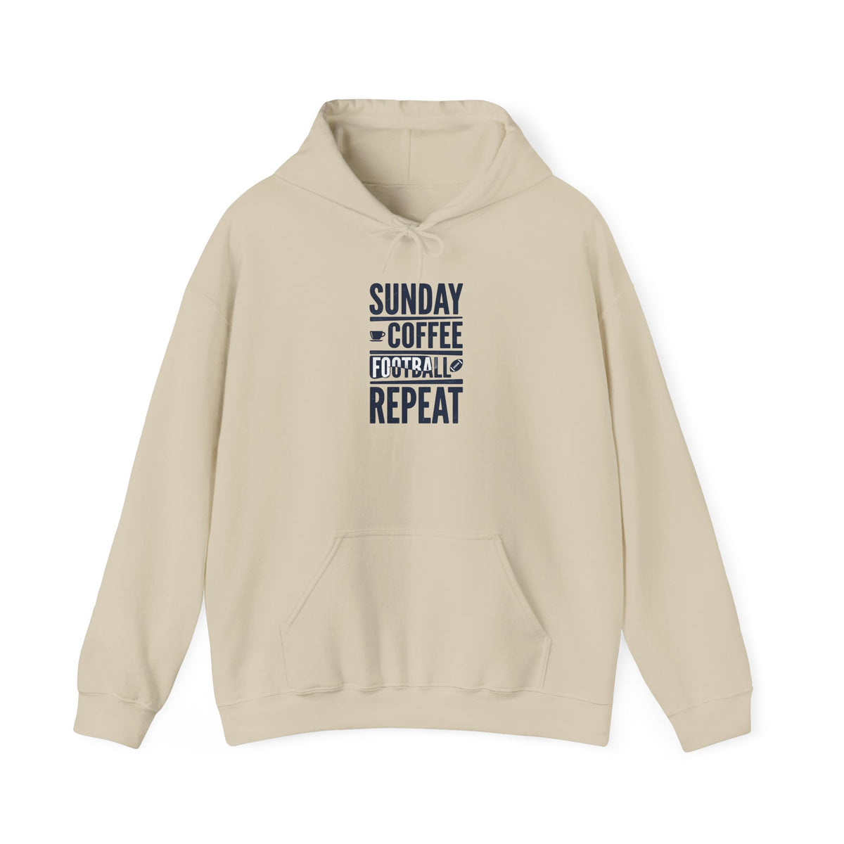Sunday Coffee Football Repeat Hoodie | Navy Text Pullover